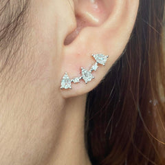 Pear Baguette Crawler Diamond Earrings 14kt
