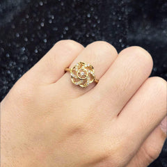 Golden Spiral Floral Diamond Ring 18kt