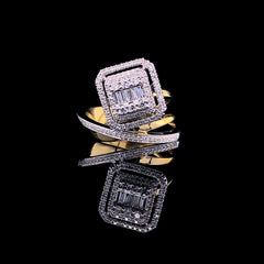 PREORDER | Multi-Tone Emerald Crossover Diamond Ring 14kt