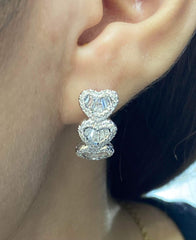 PREORDER | Trio Heart Hoop Diamond Earrings 14kt