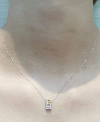 PREORDER | Pink Orange Sapphires Bar Gemstones Diamond Necklace 14kt