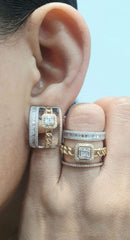 PREORDER | Baguette Square Chain Multi-Tone Diamond Jewelry Set 14kt