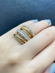 金色长方形装饰钻石戒指 14kt