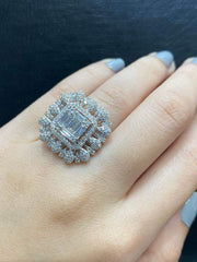 花卉方形装饰艺术个性钻石戒指 14 克拉