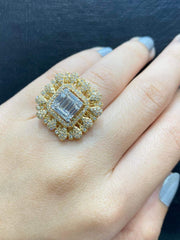 PREORDER | Golden Square Deco Diamond Ring 14kt