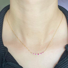 Burmese Pink Ruby Gemstones Diamond Necklace 18kt