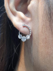 5岁 |椭圆形艺术钻石重叠耳环 14kt
