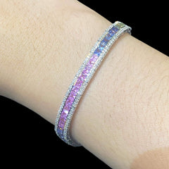 PREORDER | Full Eternity Rainbow Sapphire Gemstones Diamond Bracelet 14kt