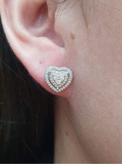 PREORDER | Double Halo Heart Diamond Earrings 14kt