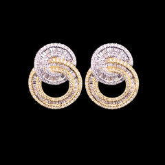 Multi-Tone Golden Infinity Diamond Earrings