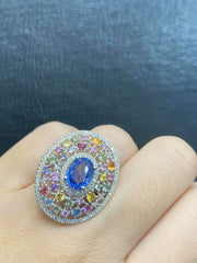 PREORDER | Statement Multi-Colored Gemstones Diamond Ring 14kt