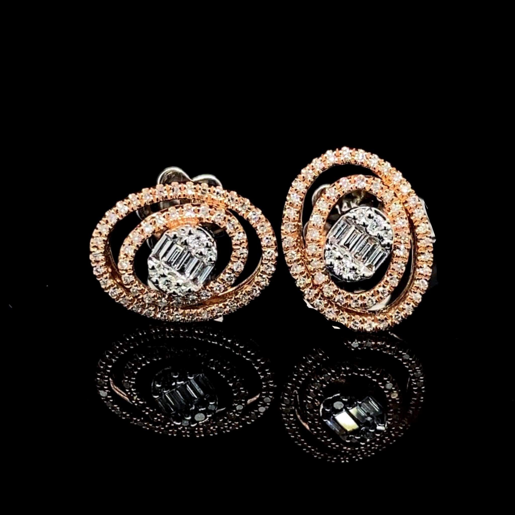 10.10 | Rose Oval Halo Diamond Earrings 14Kt Gold