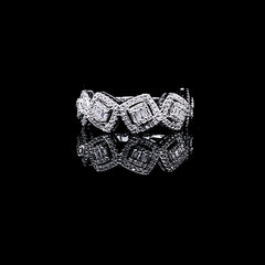 PREORDER | Cushion Cluster Trio Half Eternity Diamond Ring 14kt