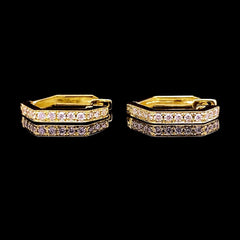 Golden Paved Hoop Diamond Earrings 18kt