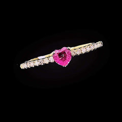 #LoveLVNA | Golden Pink Sapphire Heart Gemstones Diamond Ring 18kt