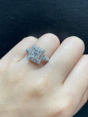 PREORDER | Square Halo Paved Diamond Ring 14kt