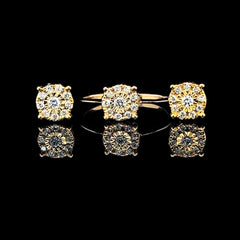 Golden Classic Round Diamond Jewelry Set 14kt