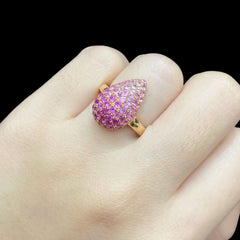 新 |玫瑰梨粉色红宝石宝石戒指 14 克拉